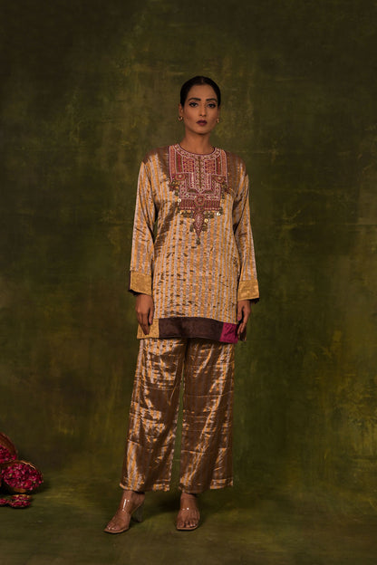 Antique Bronze Embroidered Kurta Set