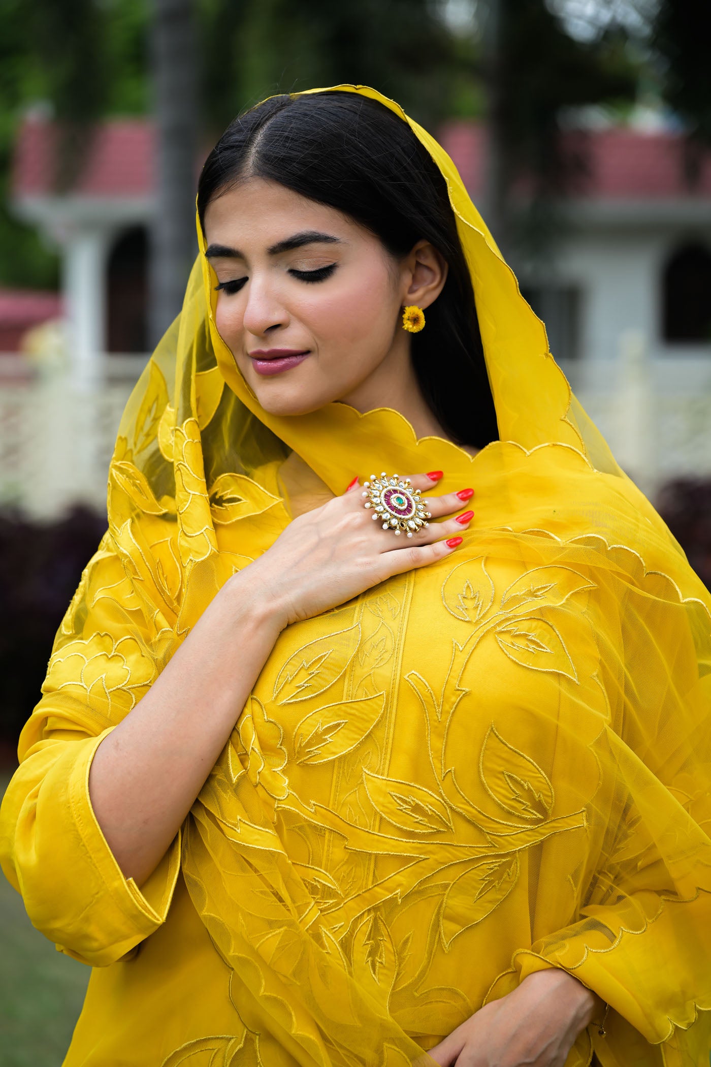 Golden Glow Organza Kurta Set