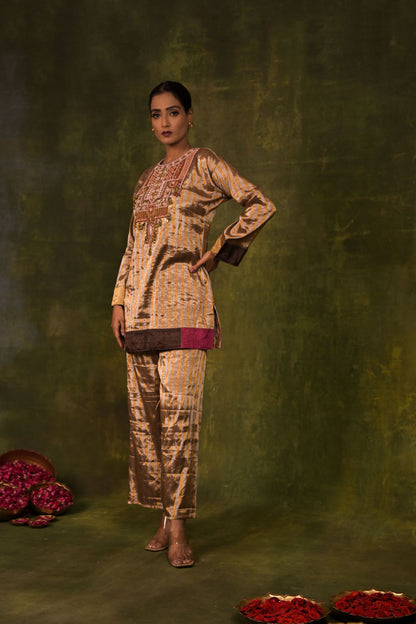 Antique Bronze Embroidered Kurta Set