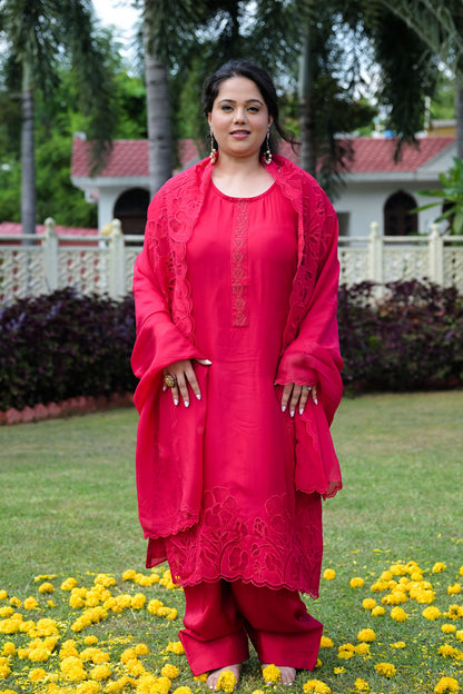 Scarlet Bloom Kurta Set