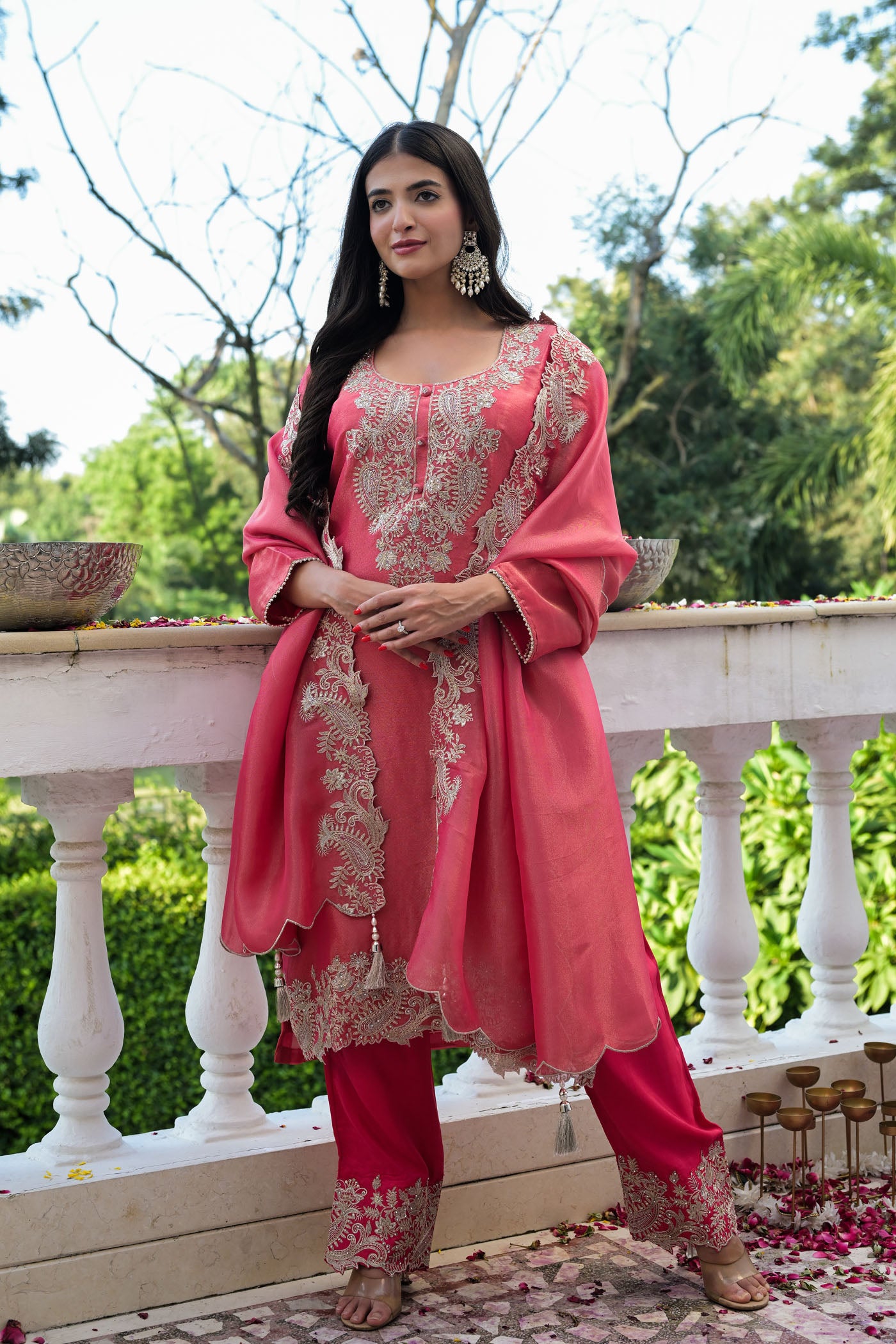 Rose Pink Embroidered Kurta Set