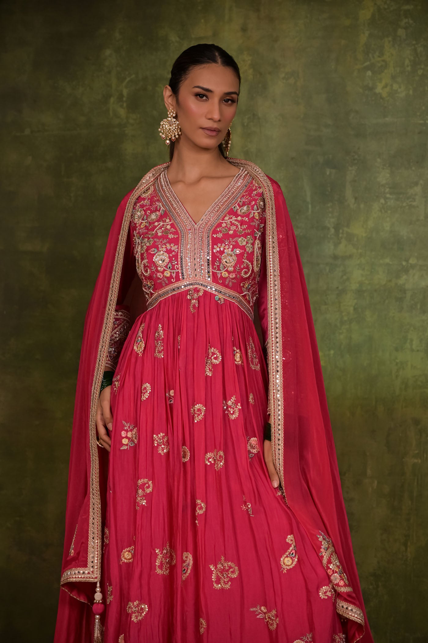 Rani Pink Embroidered Anarkali Set