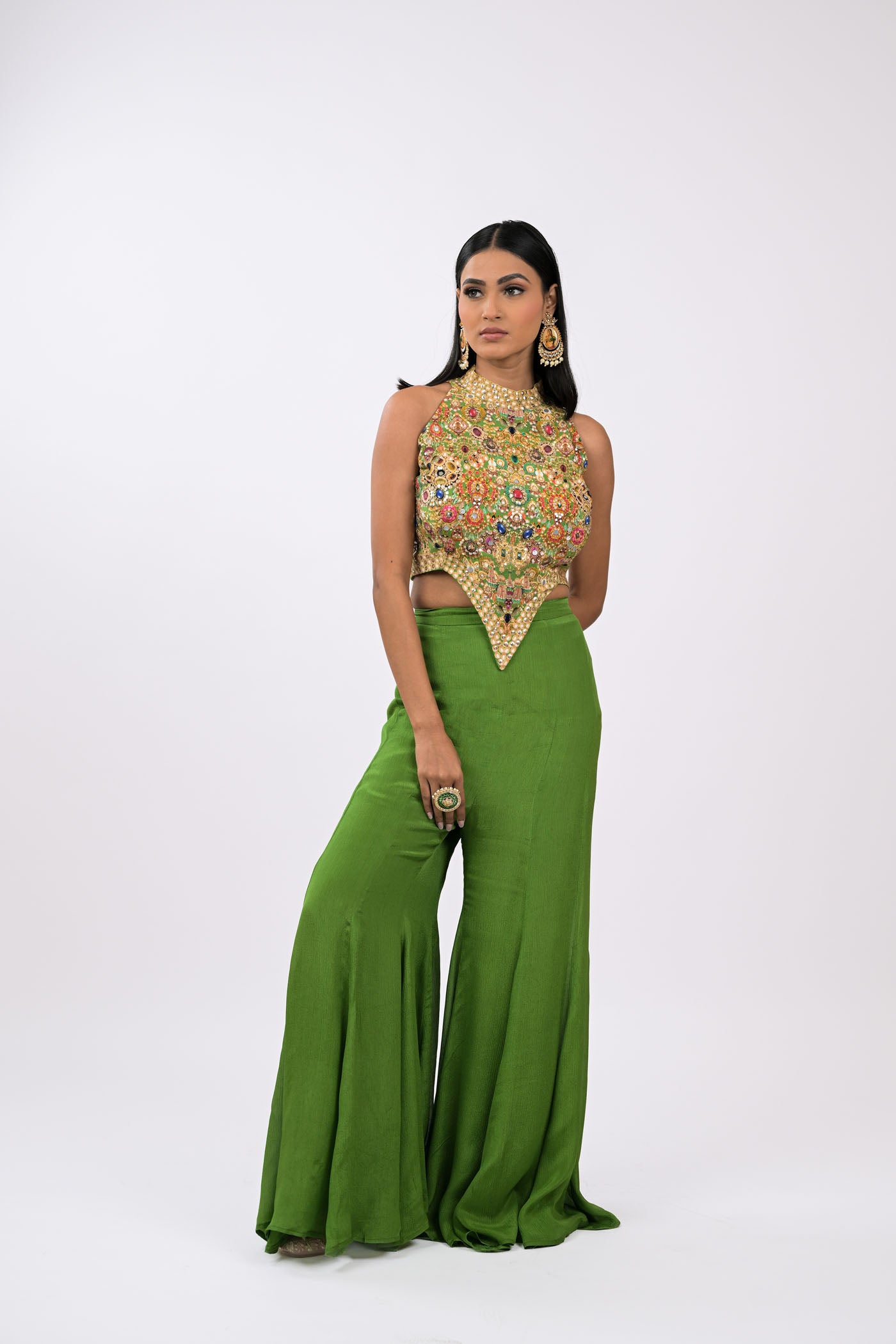 Rangrez Noor Cape Green Co-Ord Set