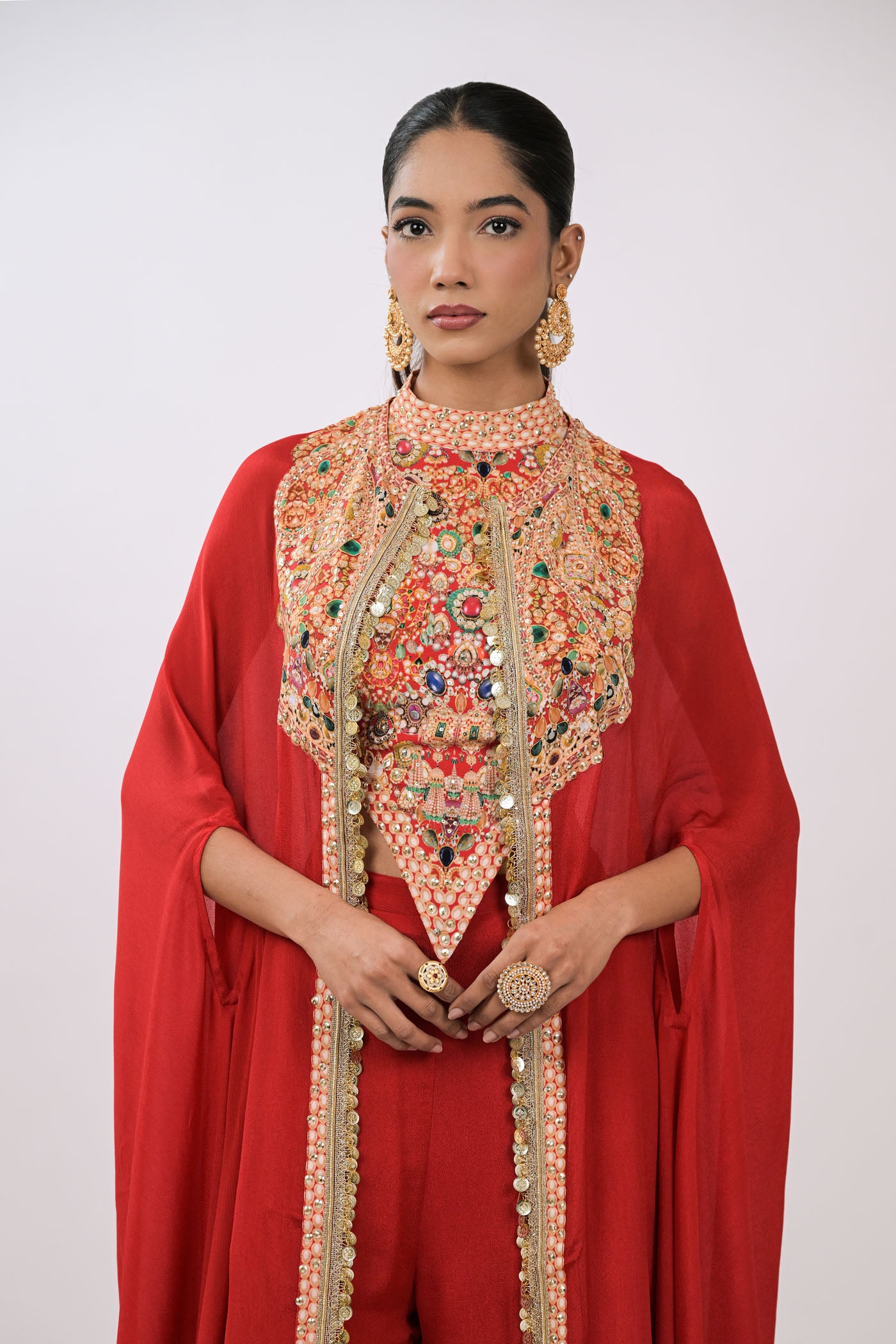Rangrez Noor Cape Red  Co-Ord Set