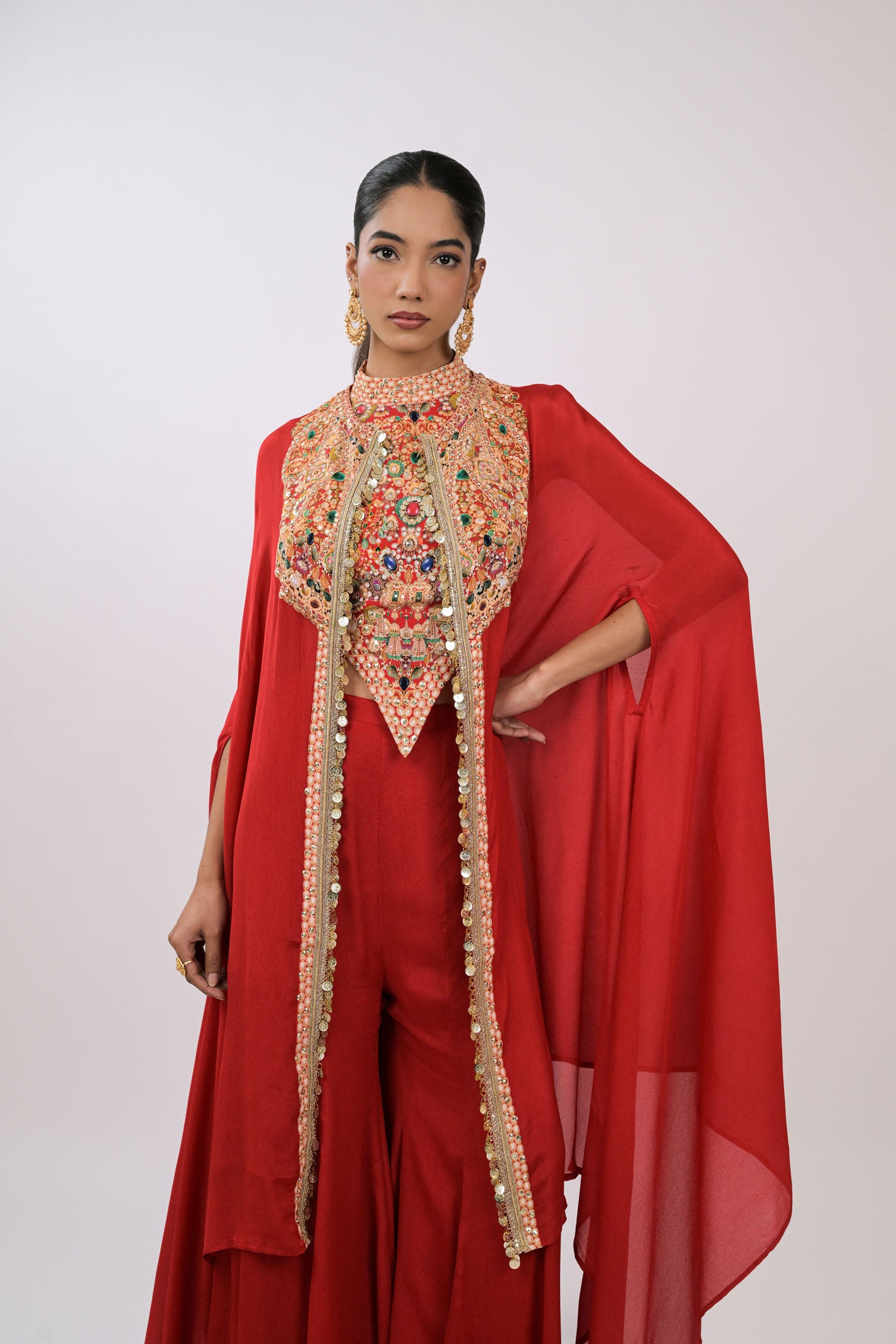 Rangrez Noor Cape Red  Co-Ord Set
