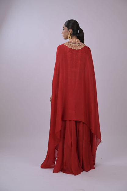 Rangrez Noor Cape Red  Co-Ord Set