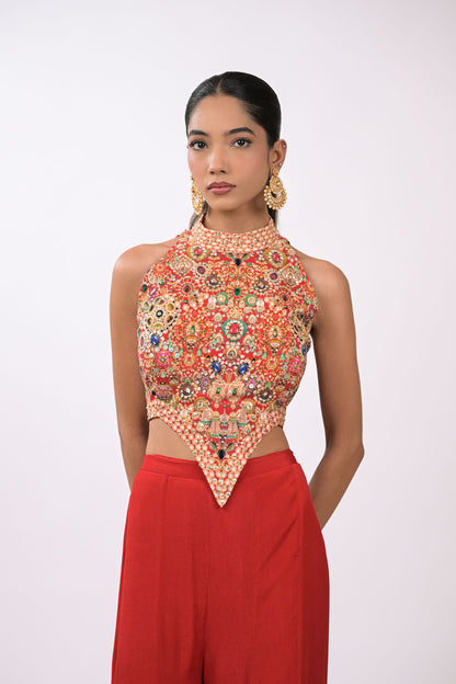 Rangrez Noor Cape Red  Co-Ord Set