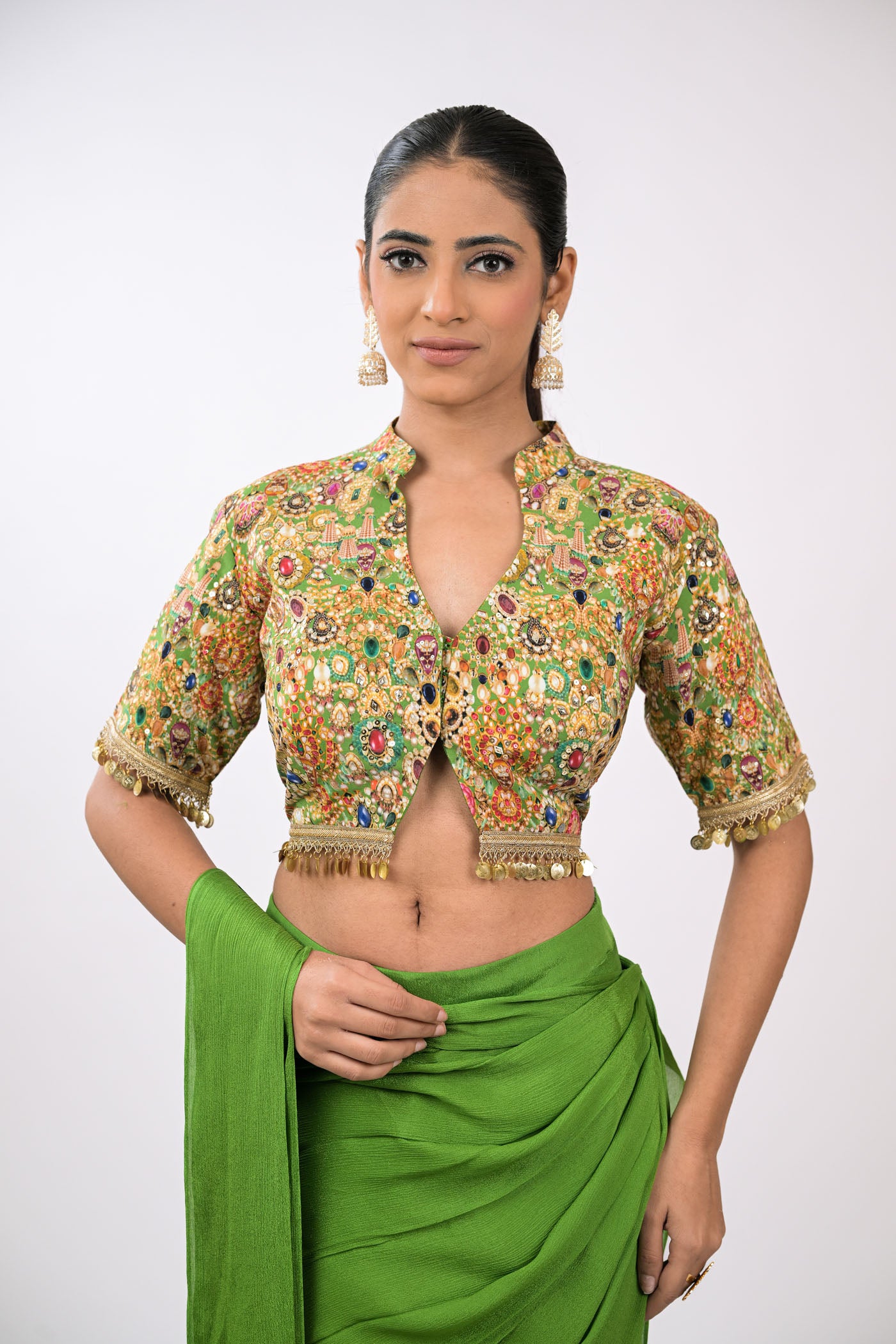 Rangrez Noor Pre-Draped green  Saree Set