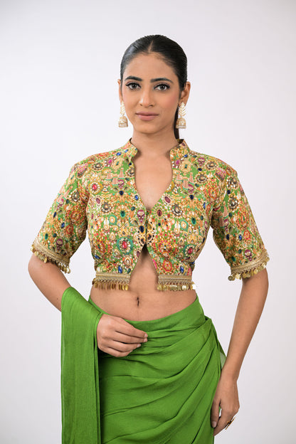 Rangrez Noor Pre-Draped green  Saree Set