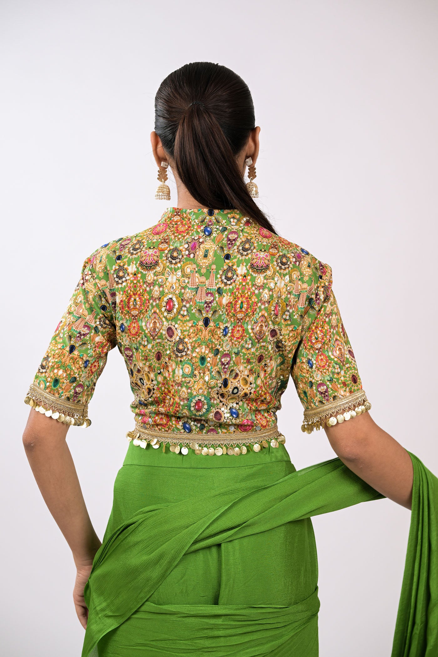 Rangrez Noor Pre-Draped green  Saree Set