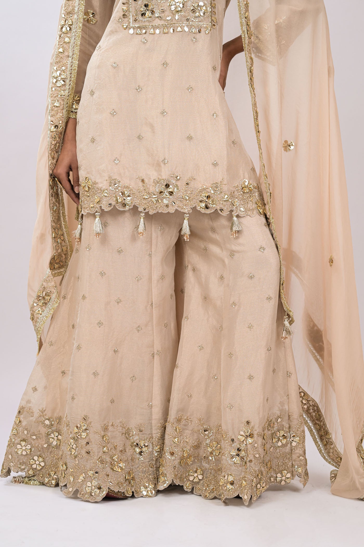 Noor Champagne Embellished Kurta Set