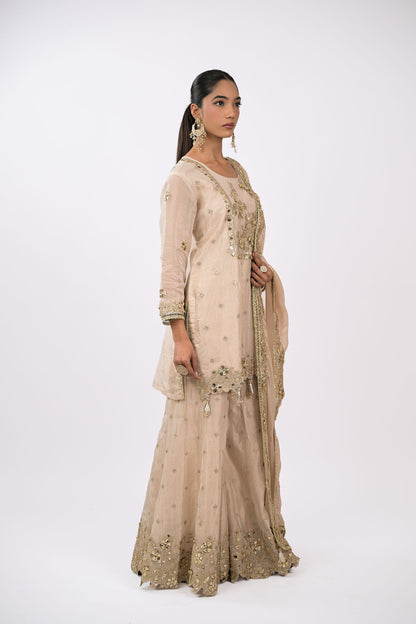 Noor Champagne Embellished Kurta Set