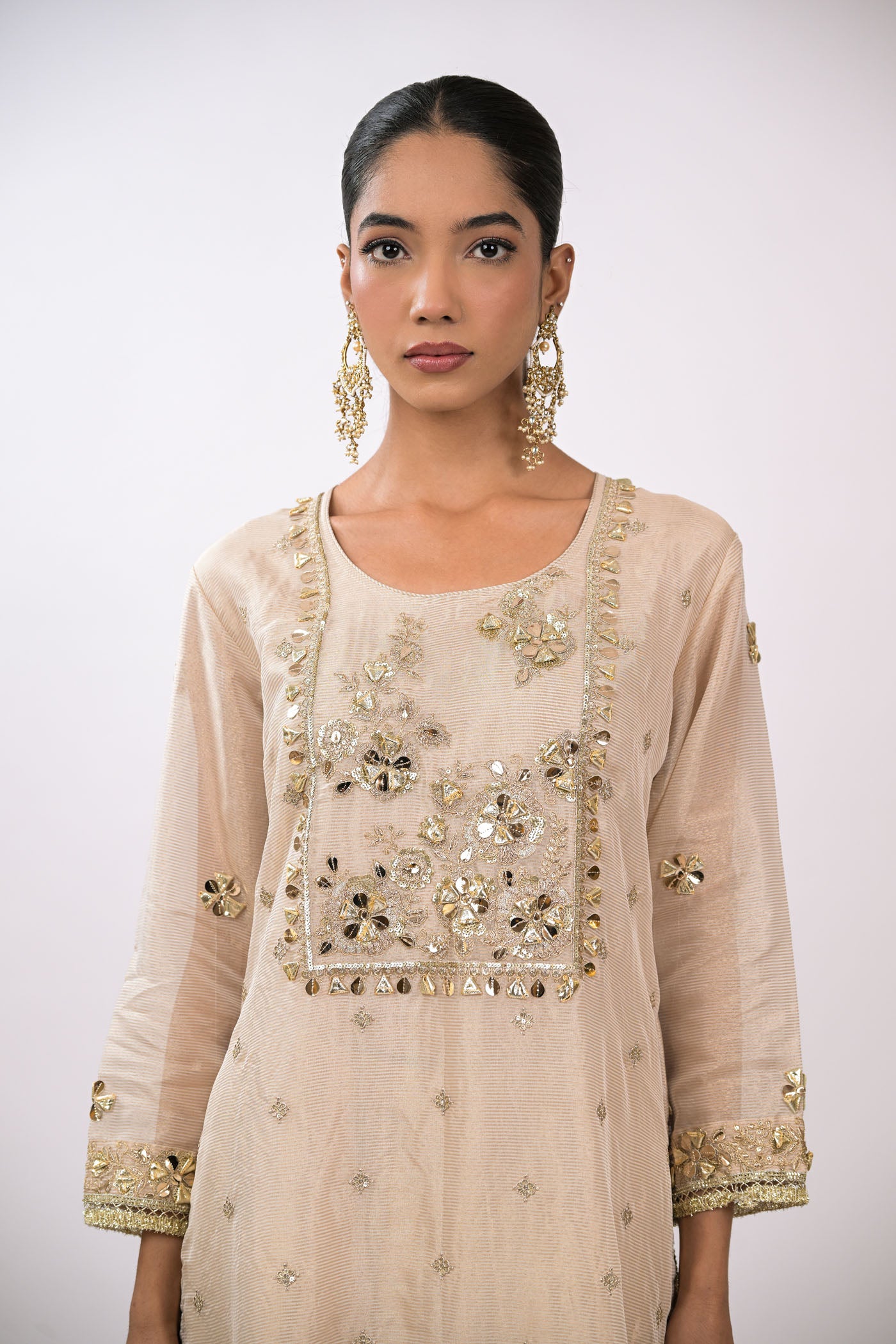 Noor Champagne Embellished Kurta Set