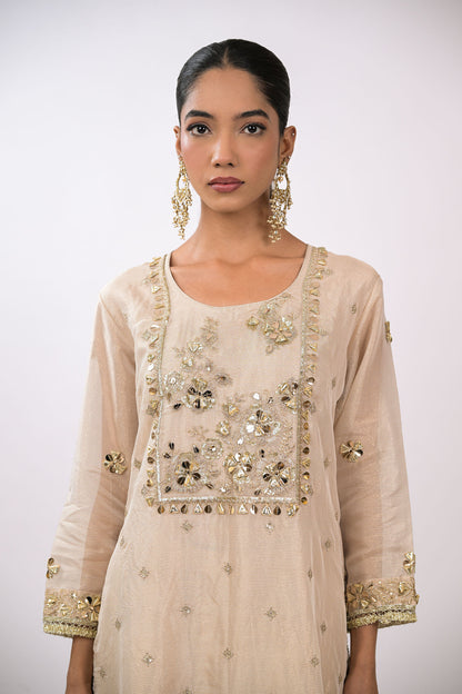 Noor Champagne Embellished Kurta Set
