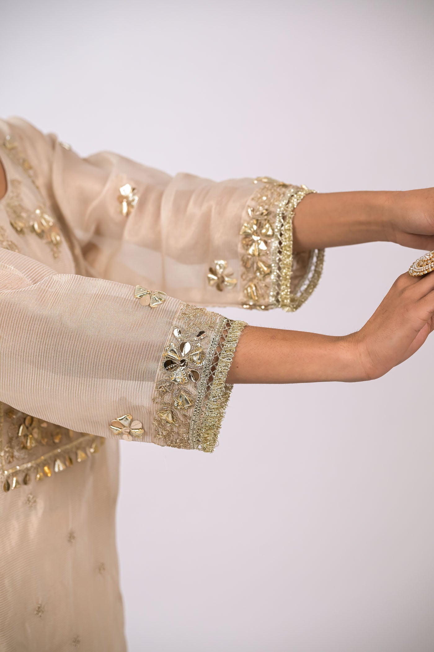 Noor Champagne Embellished Kurta Set