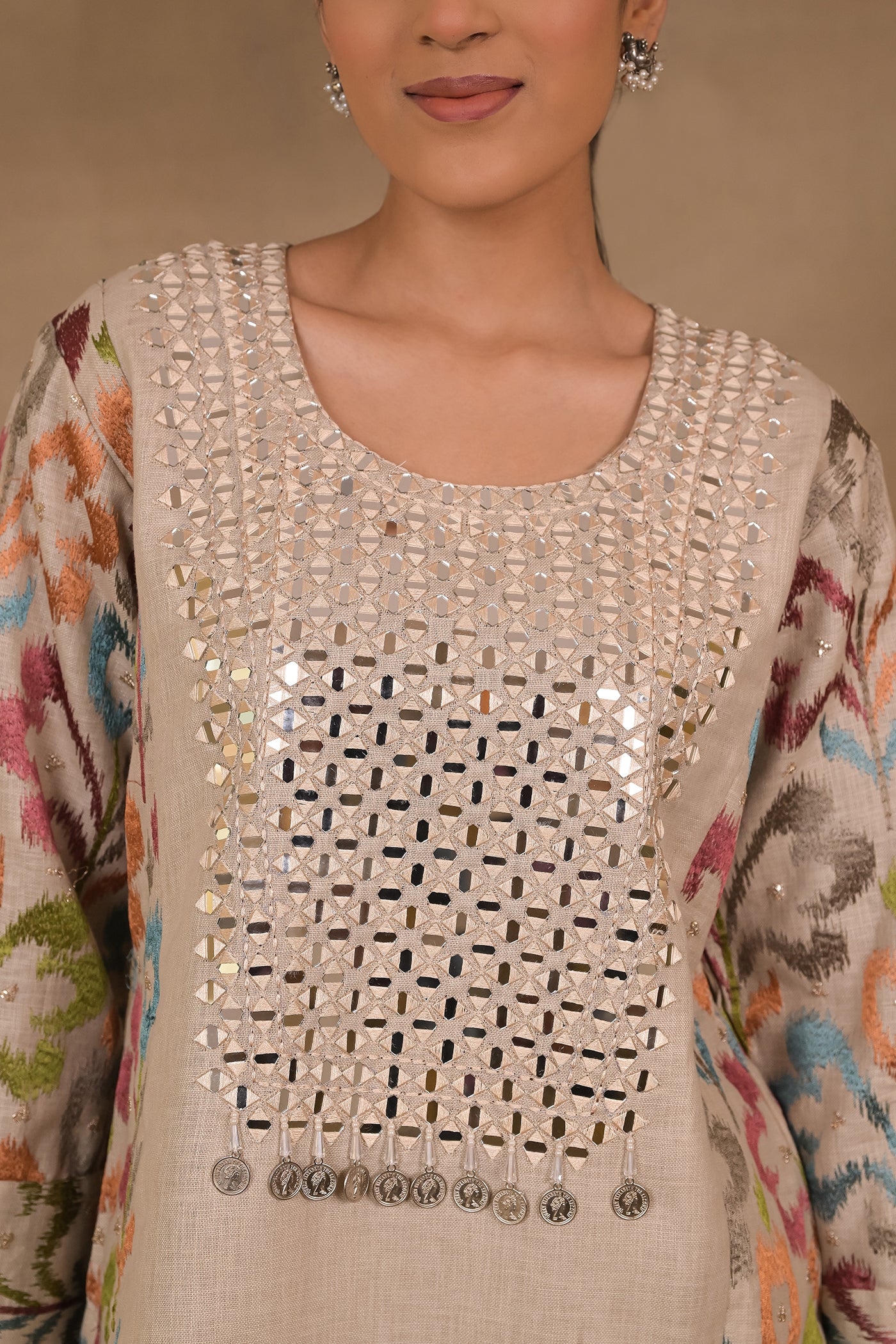 Beige Prism Linen Co-Ord Set