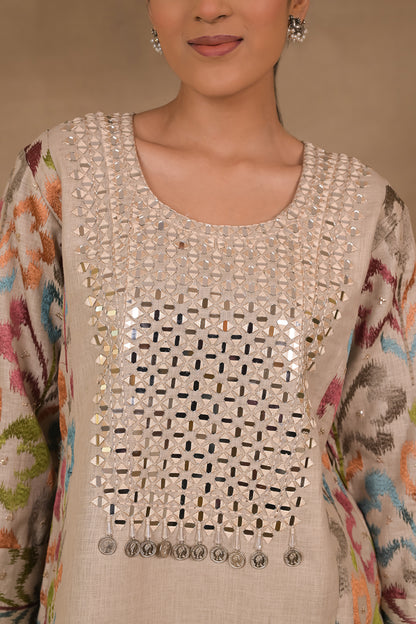 Beige Prism Linen Co-Ord Set