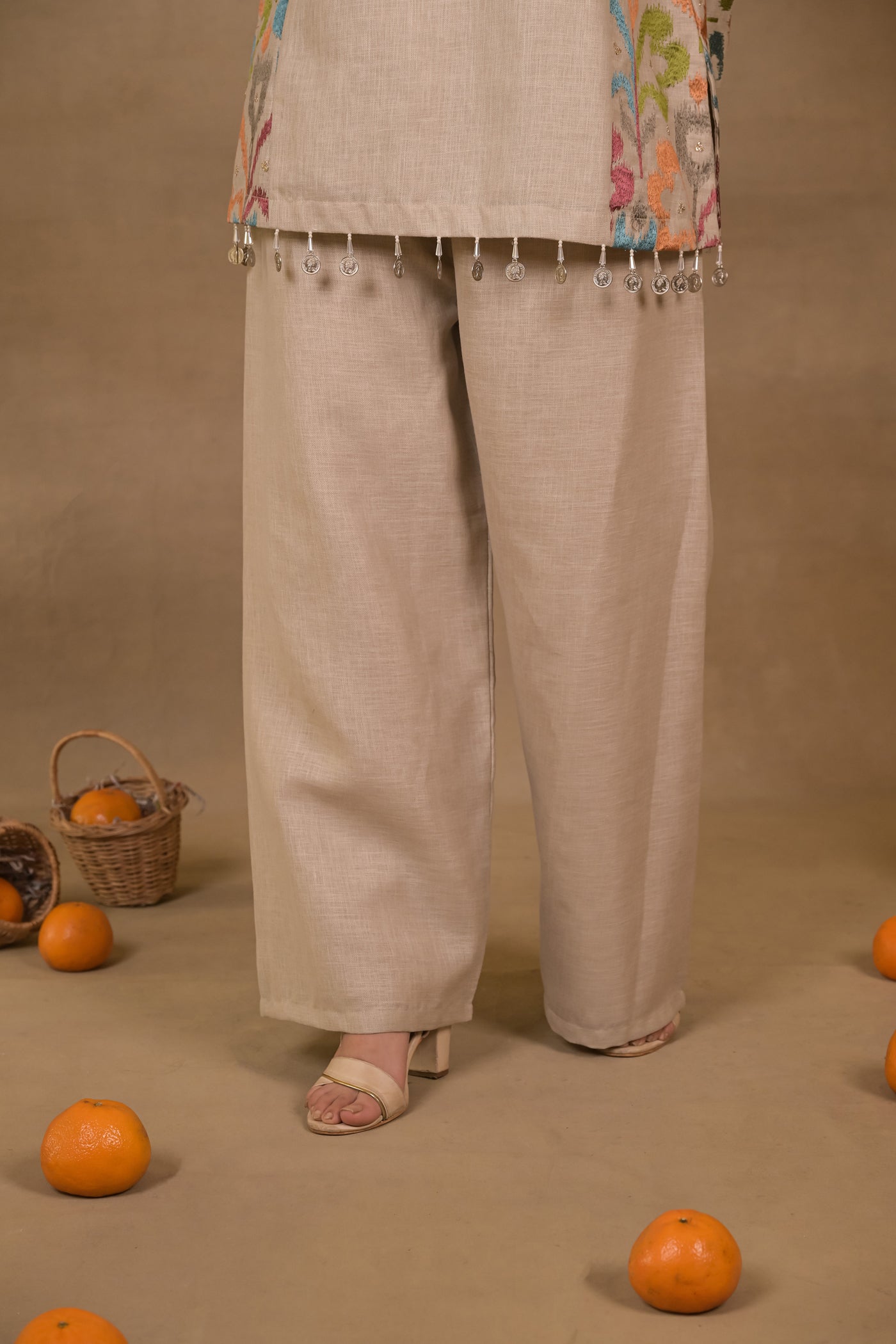 Beige Prism Linen Co-Ord Set