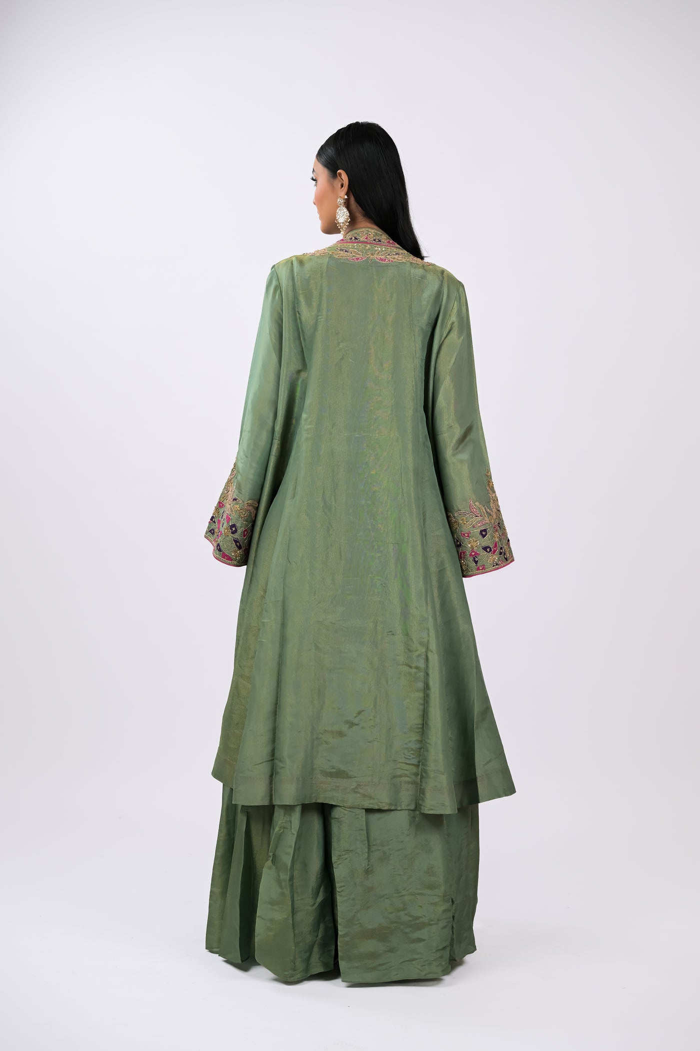 Zeenat Embroidered Skirt, Crop Top & Cape Set