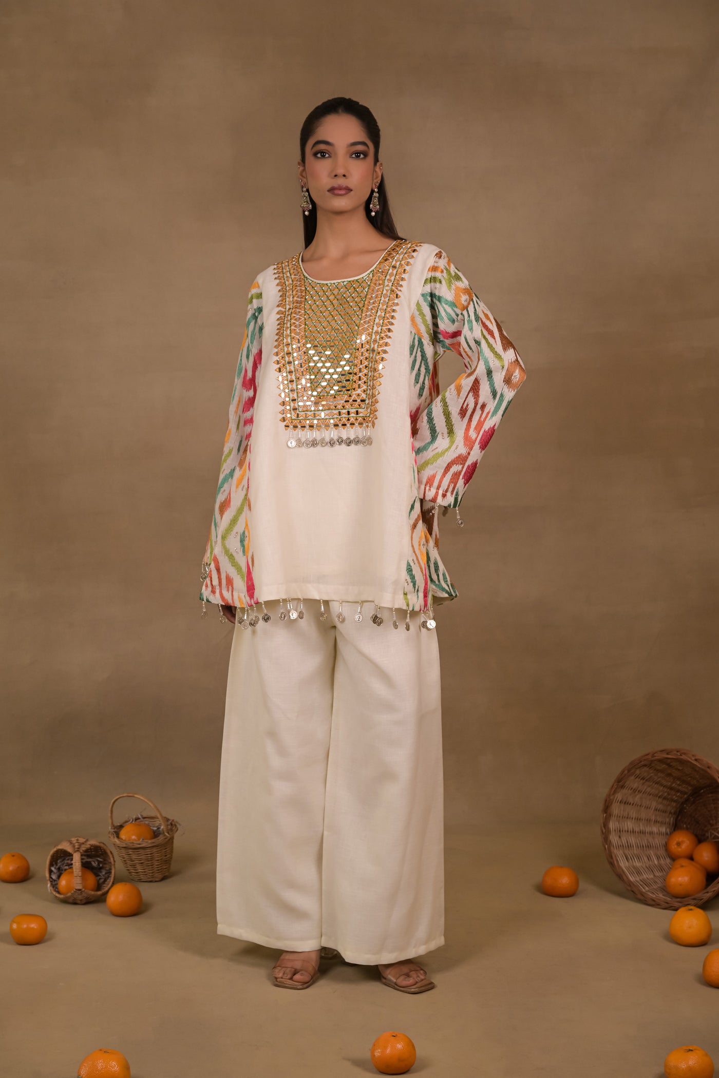 Ivory Mosaic Linen Co-Ord Set