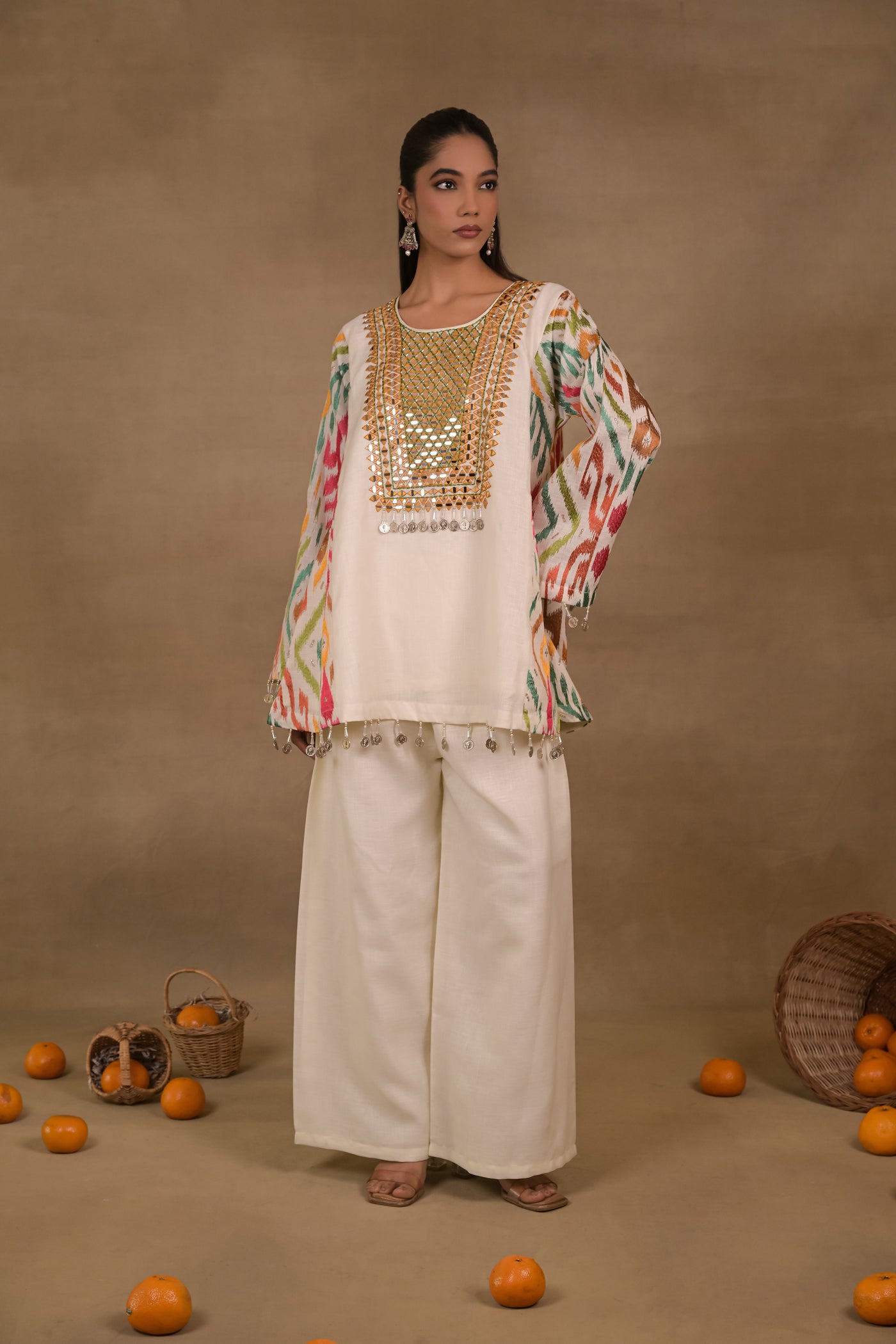 Ivory Mosaic Linen Co-Ord Set