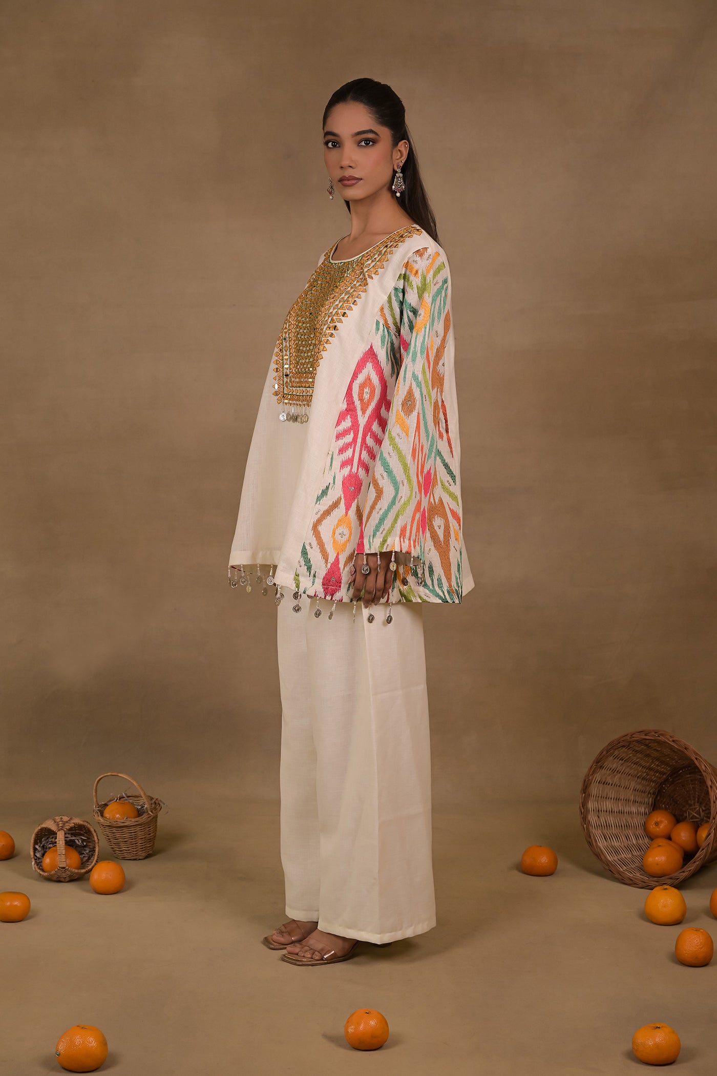 Ivory Mosaic Linen Co-Ord Set