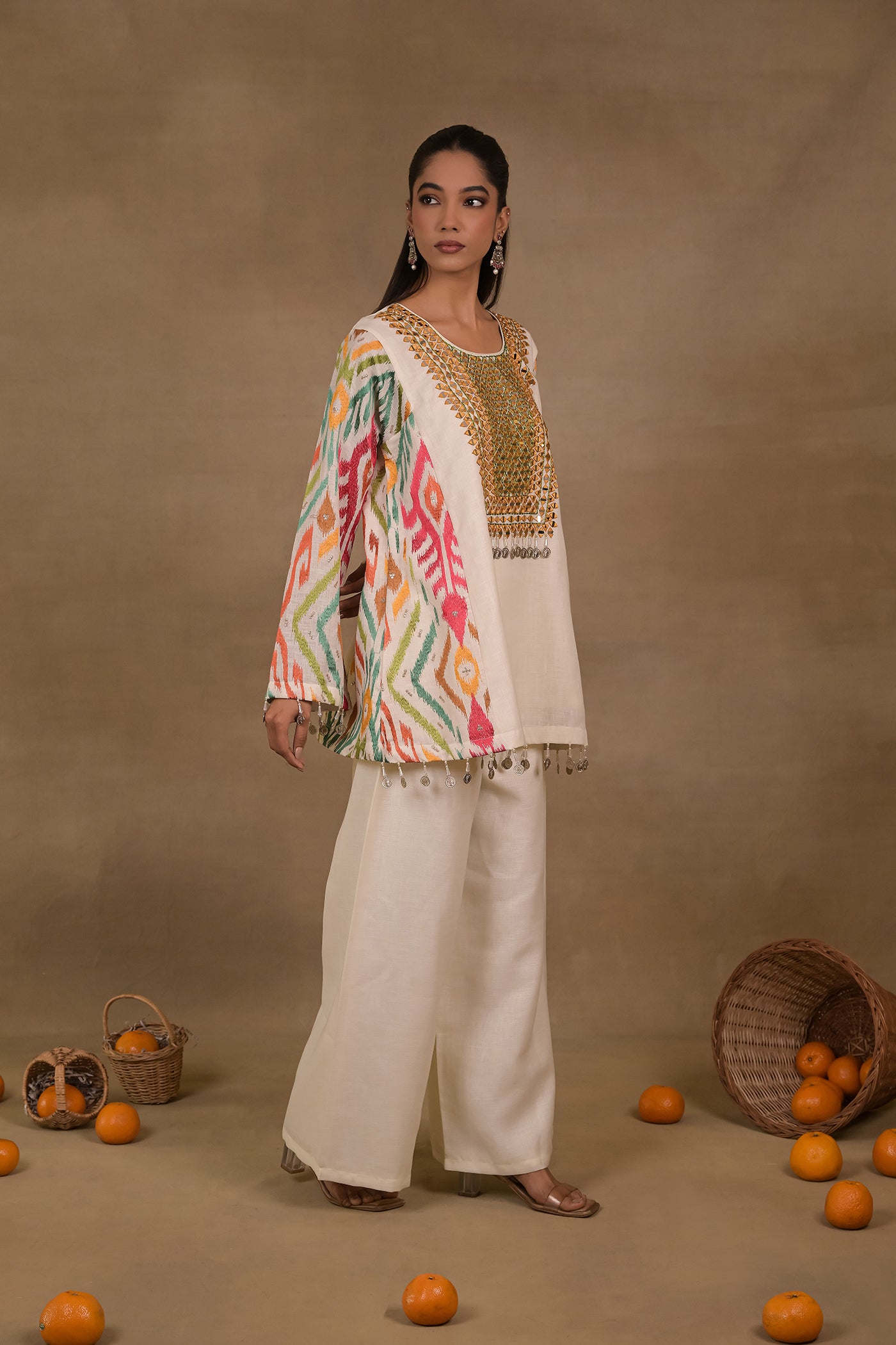 Ivory Mosaic Linen Co-Ord Set