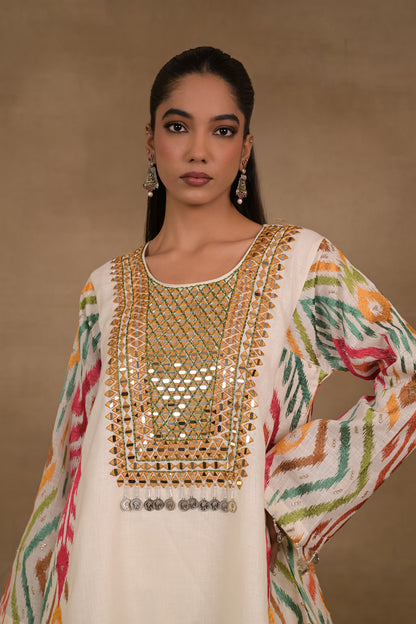 Ivory Mosaic Linen Co-Ord Set