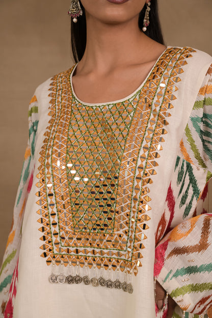 Ivory Mosaic Linen Co-Ord Set