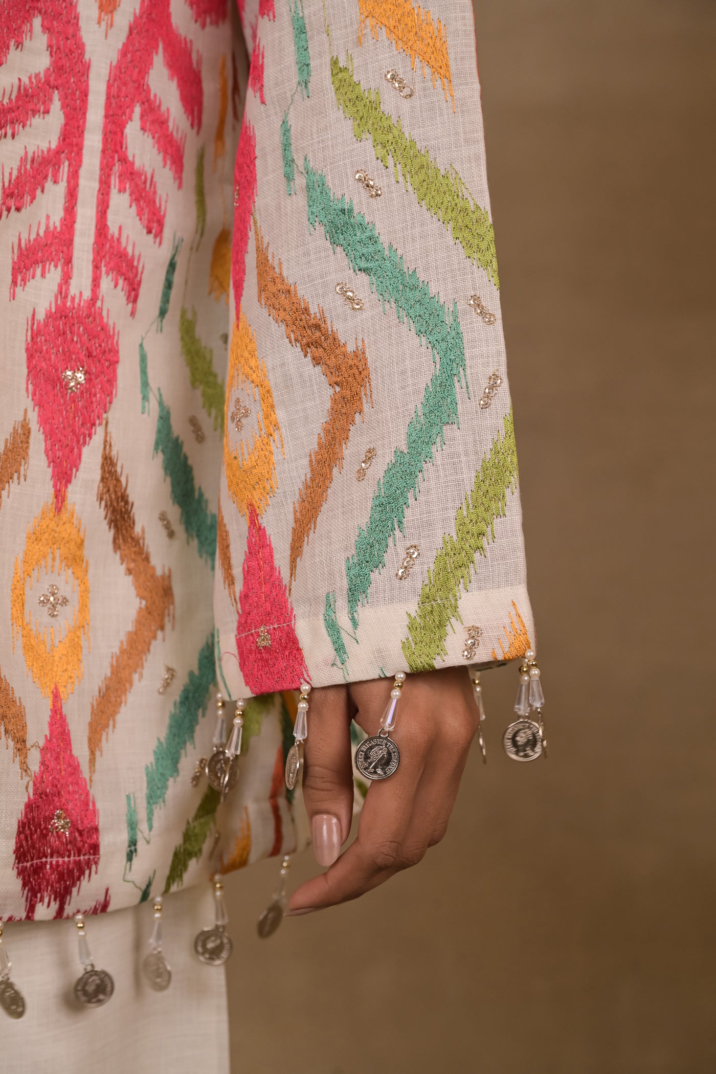 Ivory Mosaic Linen Co-Ord Set