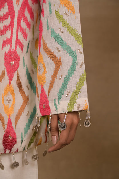 Ivory Mosaic Linen Co-Ord Set