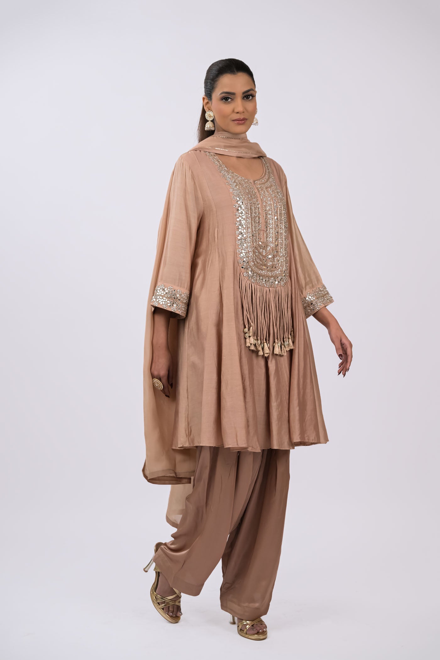 Noorza Fringe-Detail Kurta Set with Dupatta