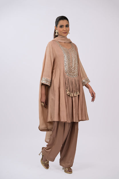 Noorza Fringe-Detail Kurta Set with Dupatta