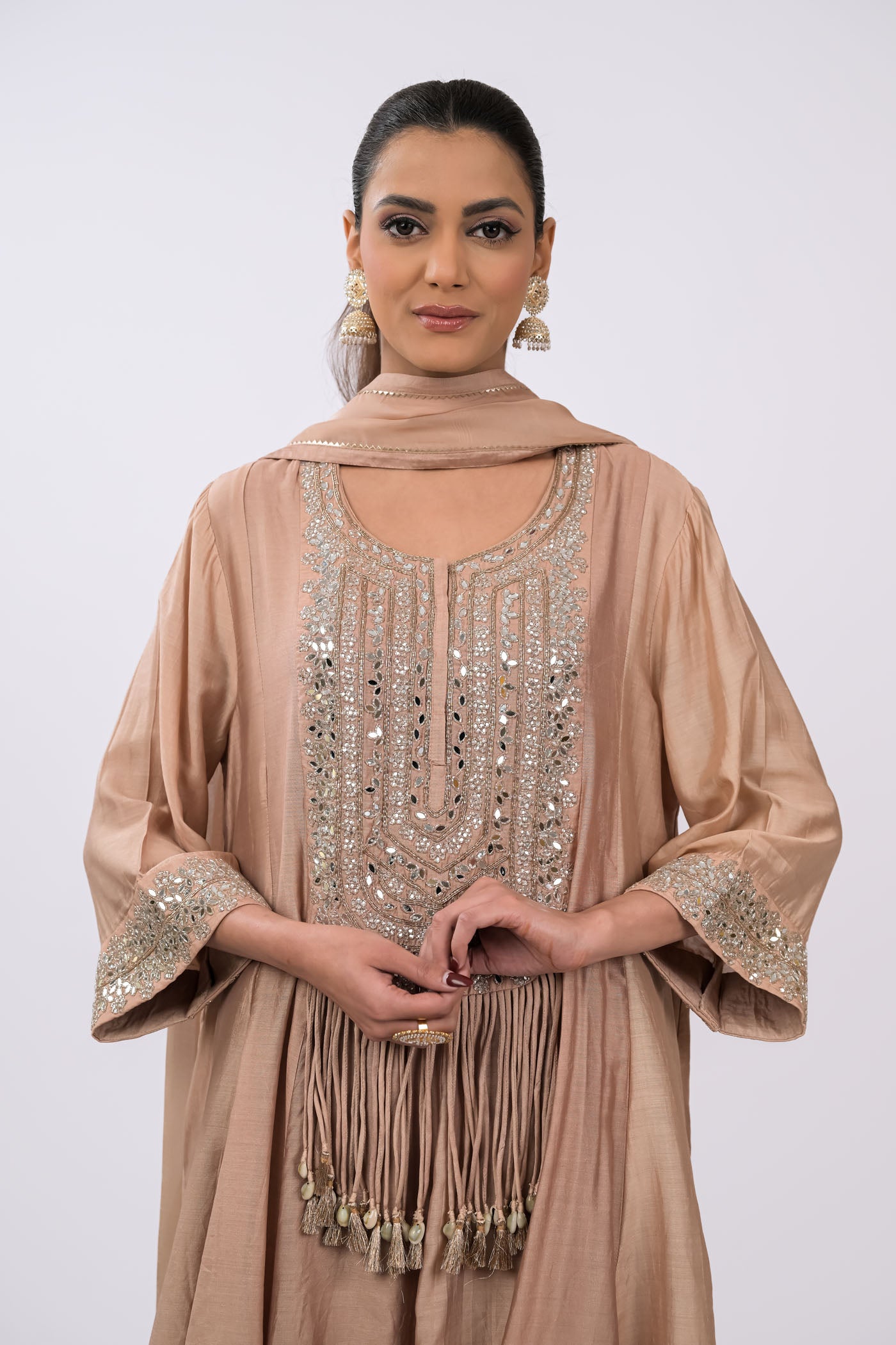 Noorza Fringe-Detail Kurta Set with Dupatta