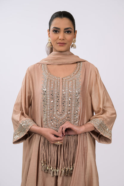 Noorza Fringe-Detail Kurta Set with Dupatta