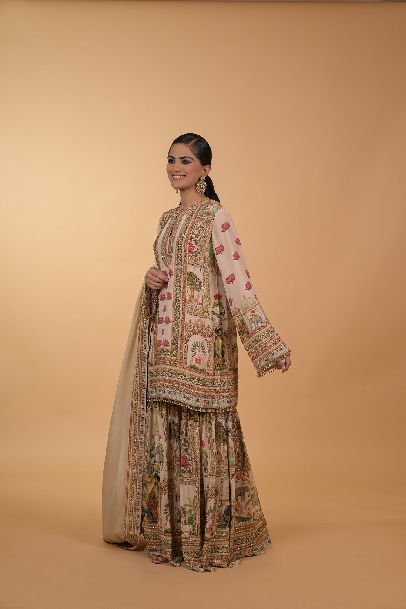 Gulnaar Sheesha Panelled Set