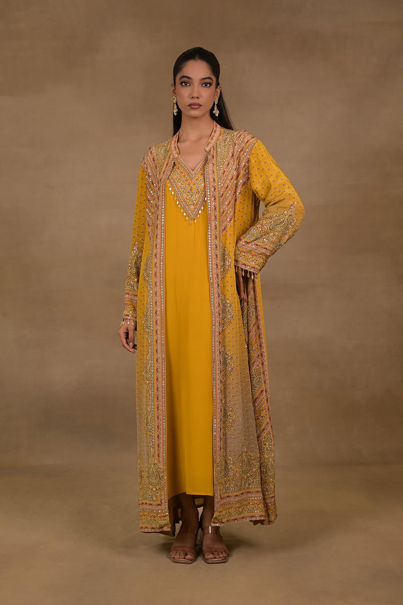 Mustard Noor One-Piece with Embellished Jacket