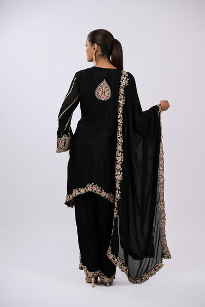 Midnight Noir Embroidered Kurta Set