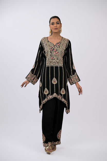 Midnight Noir Embroidered Kurta Set