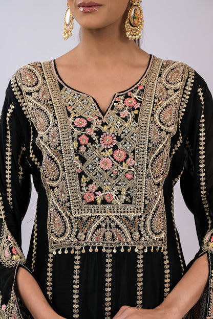 Midnight Noir Embroidered Kurta Set