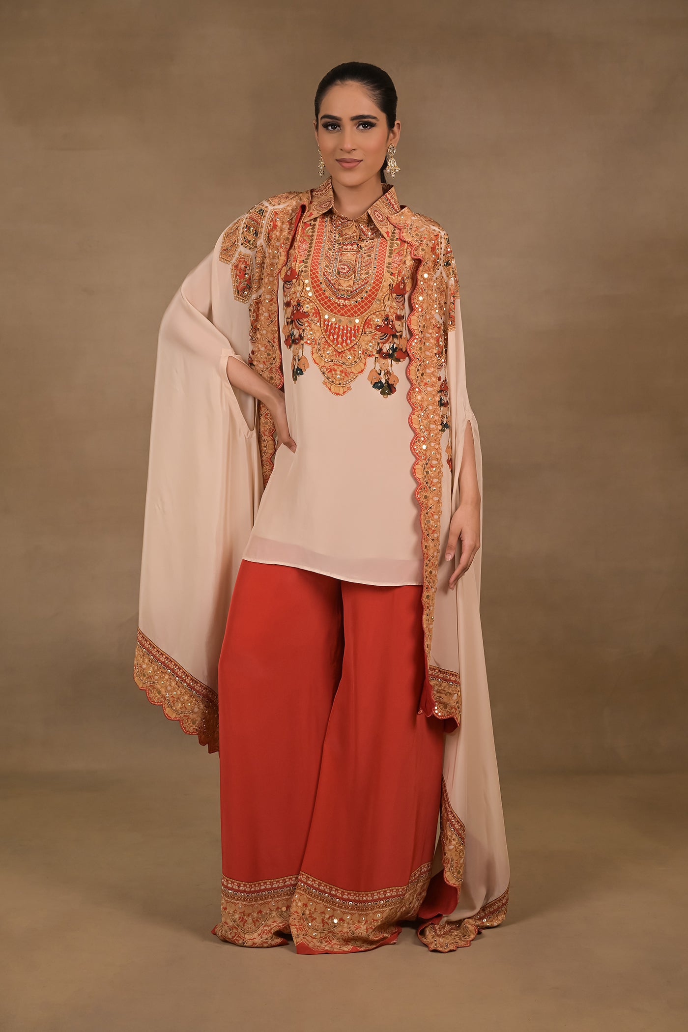 Ivory Royale Short Kurta Cape Set