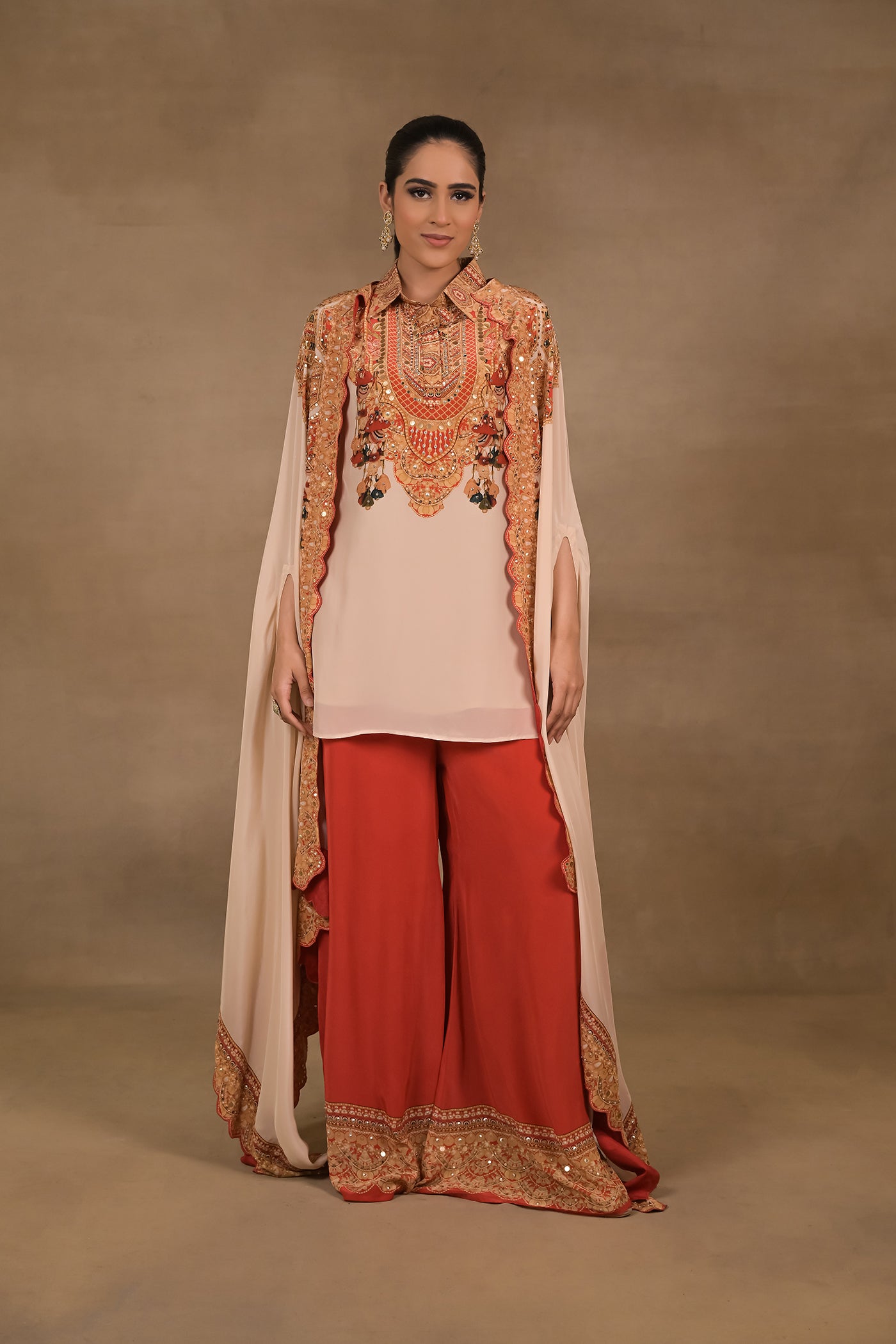 Ivory Royale Short Kurta Cape Set