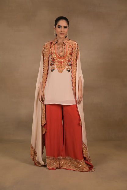 Ivory Royale Short Kurta Cape Set