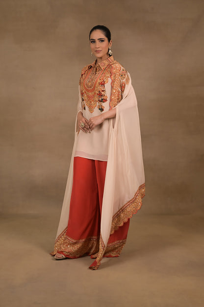 Ivory Royale Short Kurta Cape Set