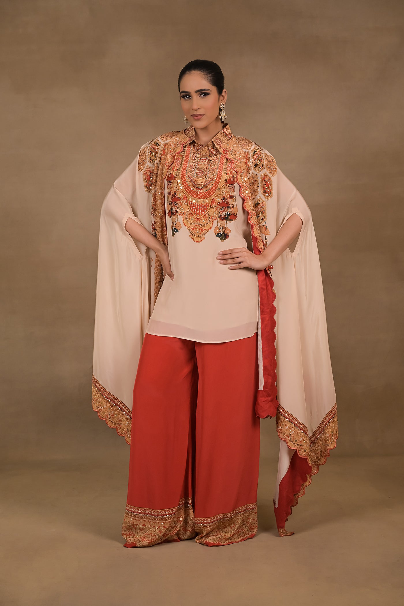 Ivory Royale Short Kurta Cape Set