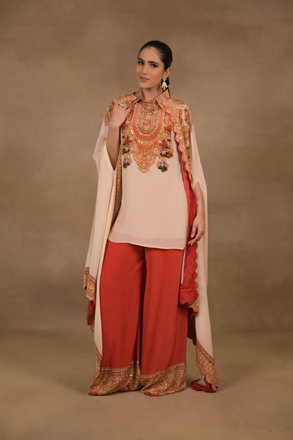 Ivory Royale Short Kurta Cape Set