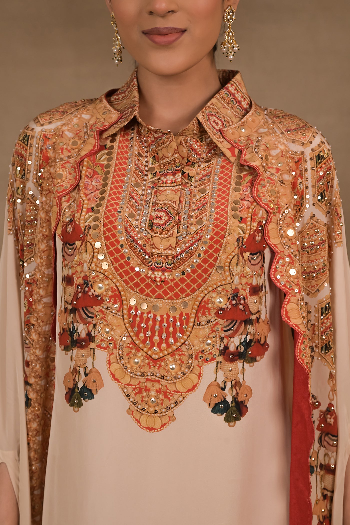 Ivory Royale Short Kurta Cape Set