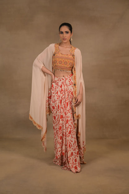 Ivory Scarlet Crop Top Jacket Skirt Set