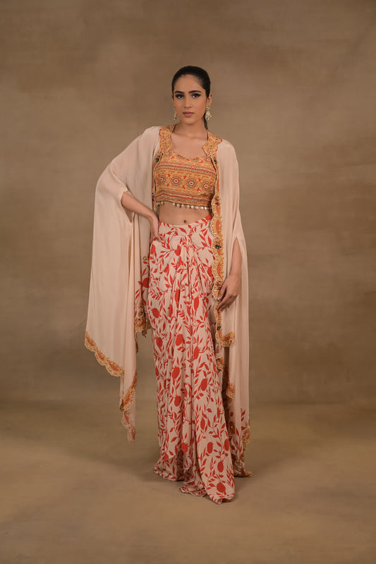 Ivory Scarlet Crop Top Jacket Skirt Set