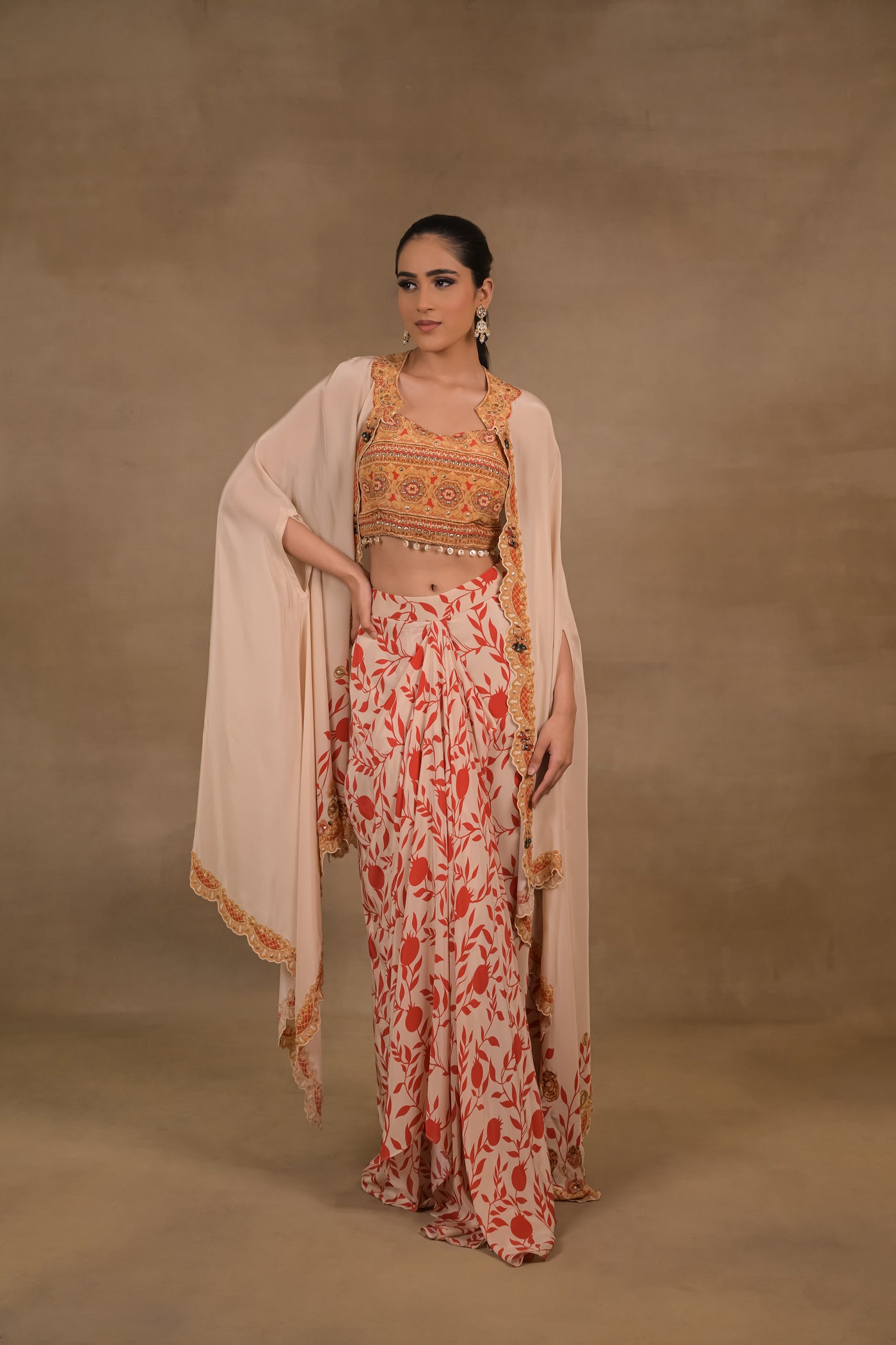 Ivory Scarlet Crop Top Jacket Skirt Set